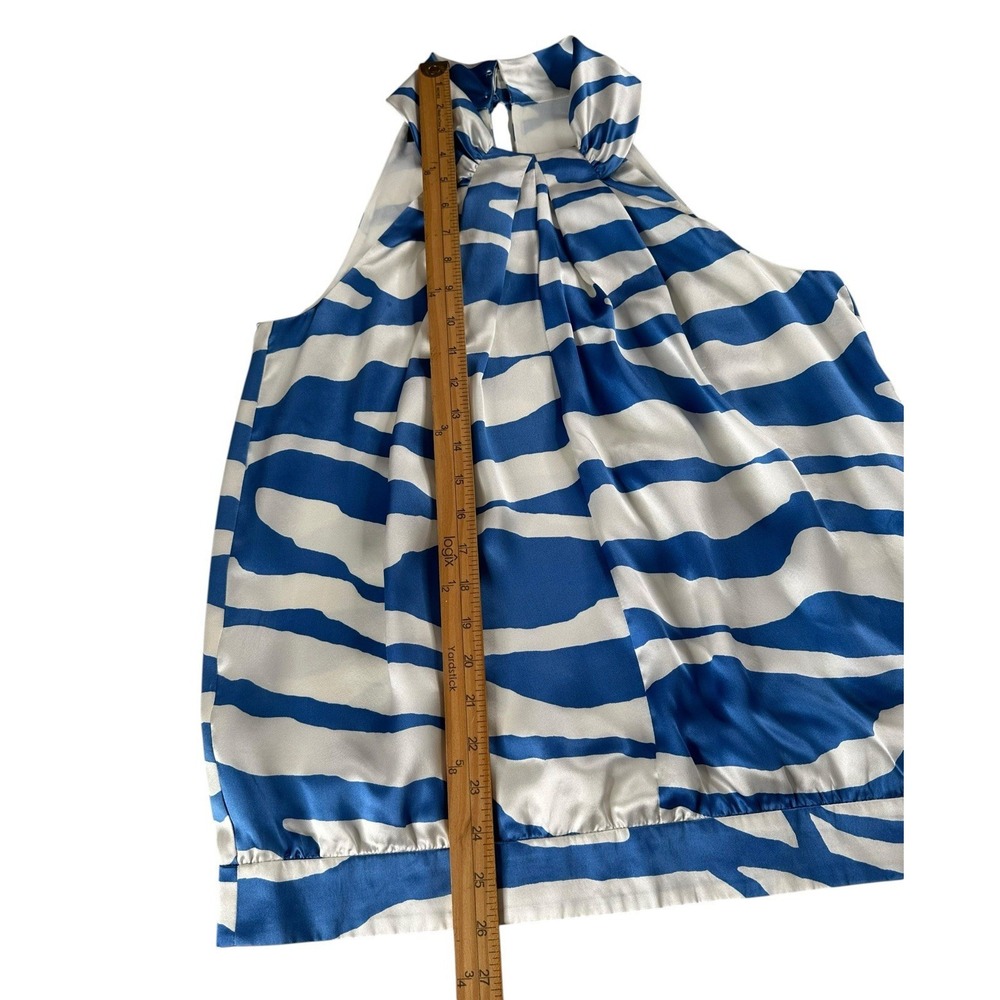 NEW! INC 100% Silk Halter Top/Blouse- Blue/White Tiger/Zebra Stripe‎ 6 NWT - Picture 5 of 14